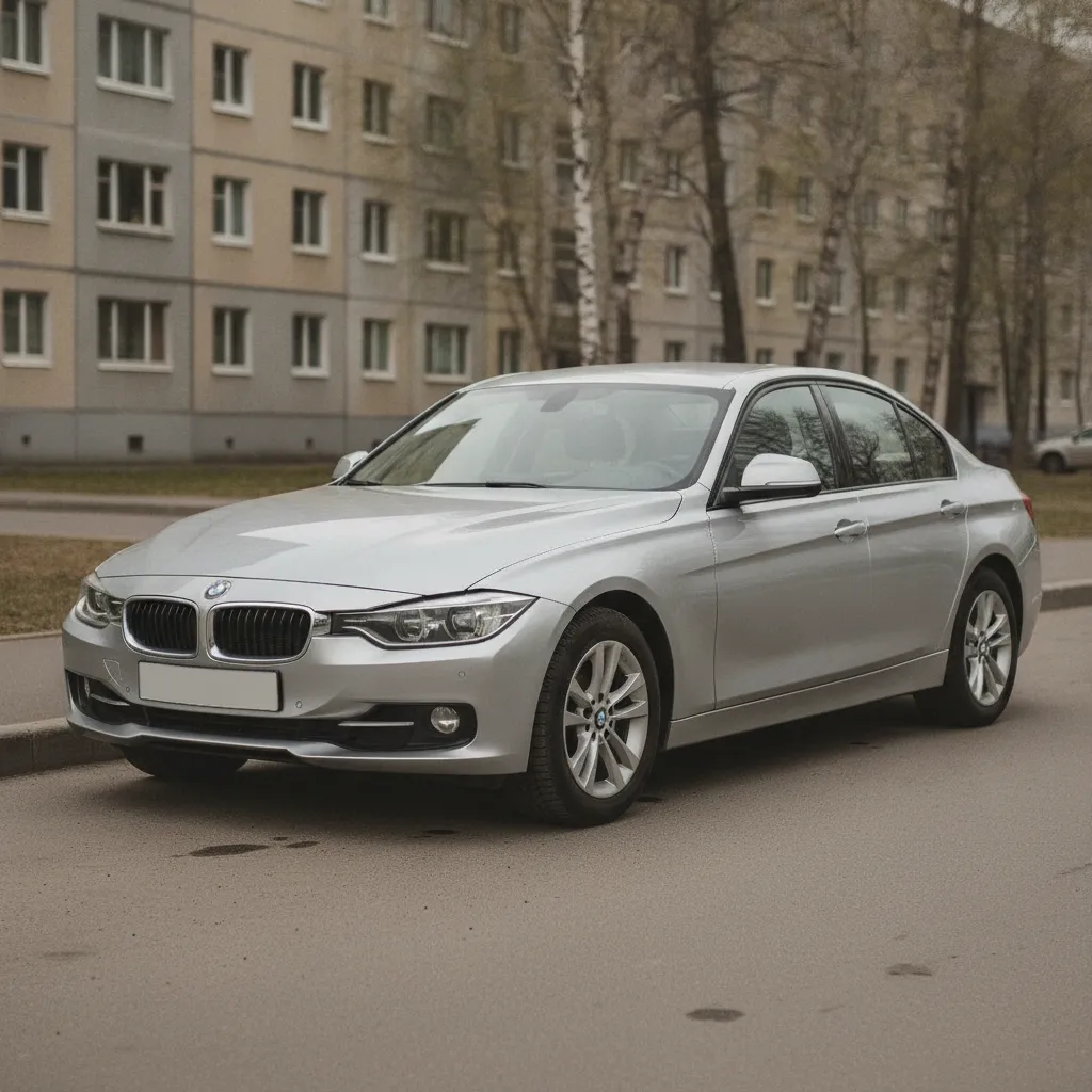 Автомобиль BMW на городской парковке