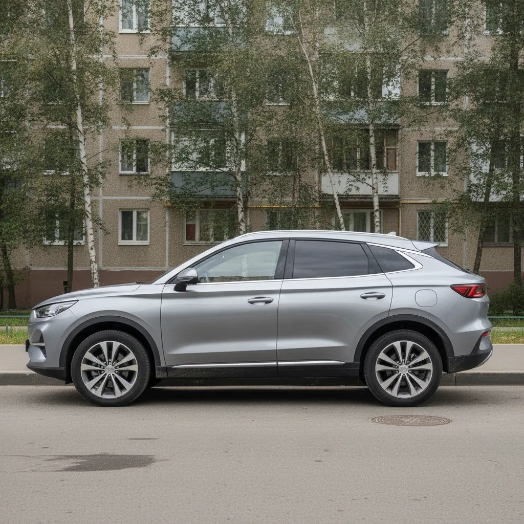 Автомобиль BYD на городской парковке