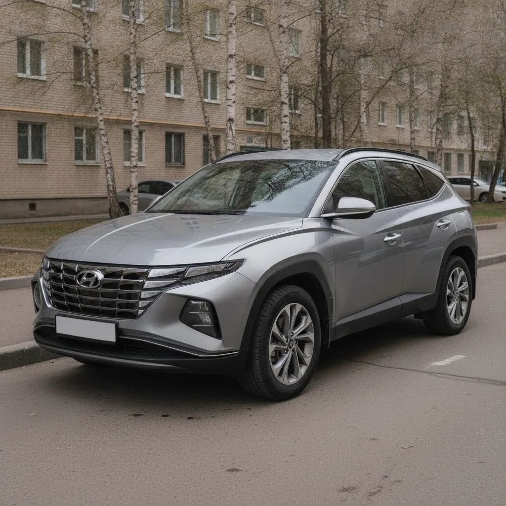 Автомобиль Hyundai на городской парковке