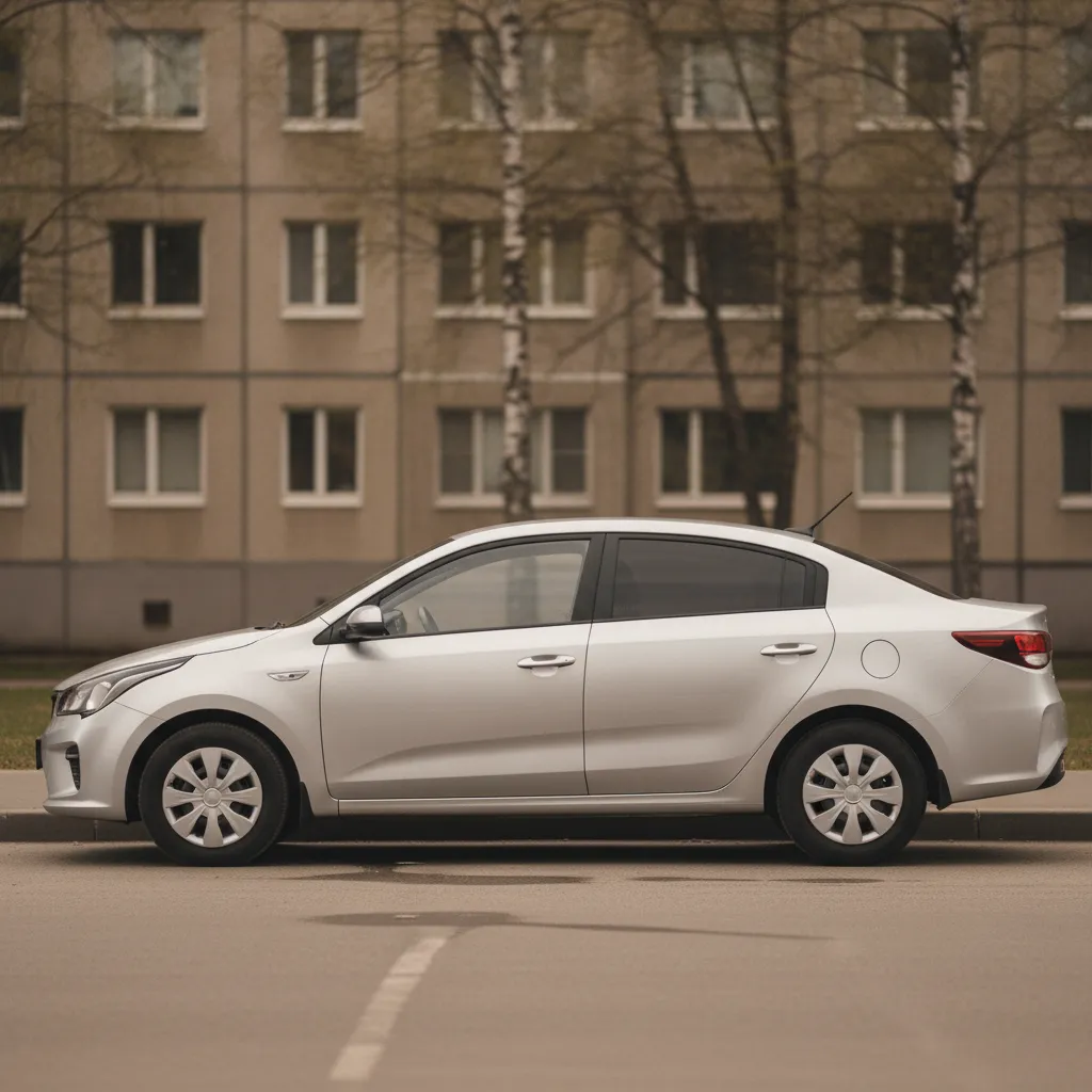 Автомобиль Kia на городской парковке