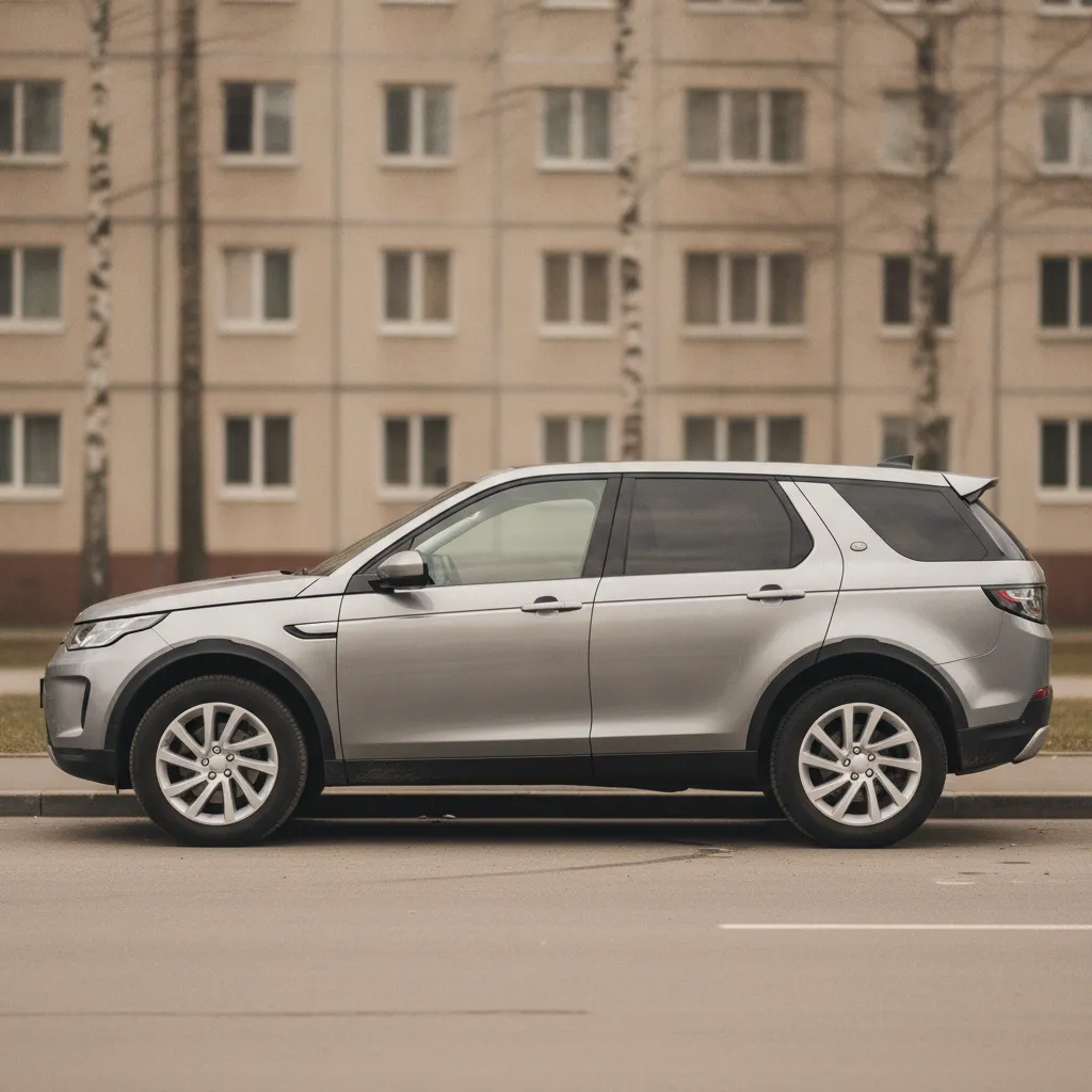 Автомобиль Land Rover на городской парковке