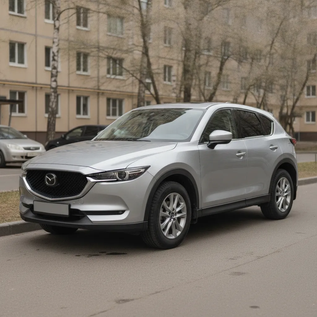 Автомобиль Mazda на городской парковке