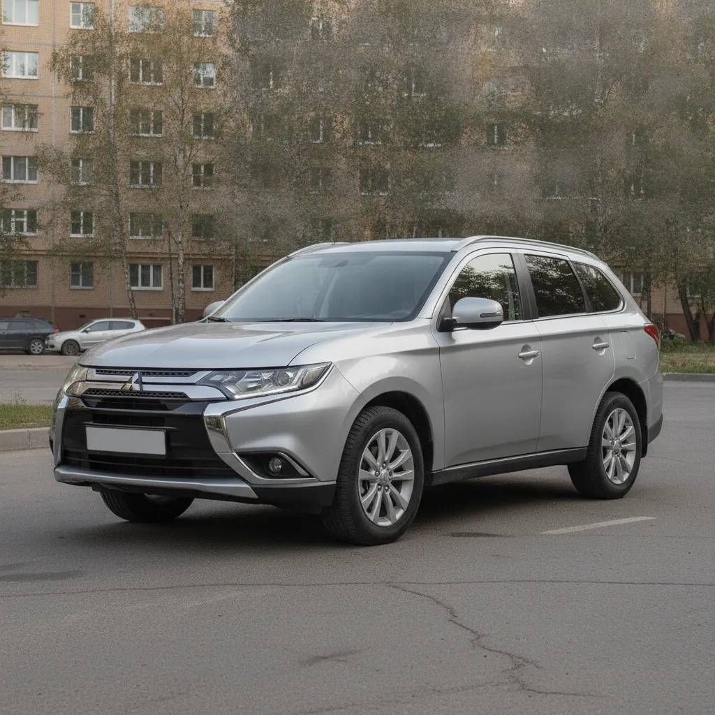 Автомобиль Mitsubishi на городской парковке