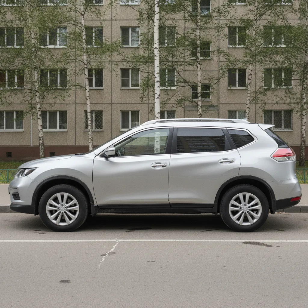 Автомобиль Nissan на городской парковке