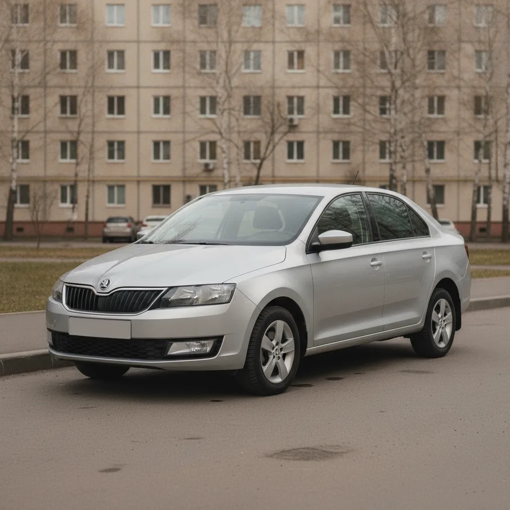 Автомобиль Škoda на городской парковке