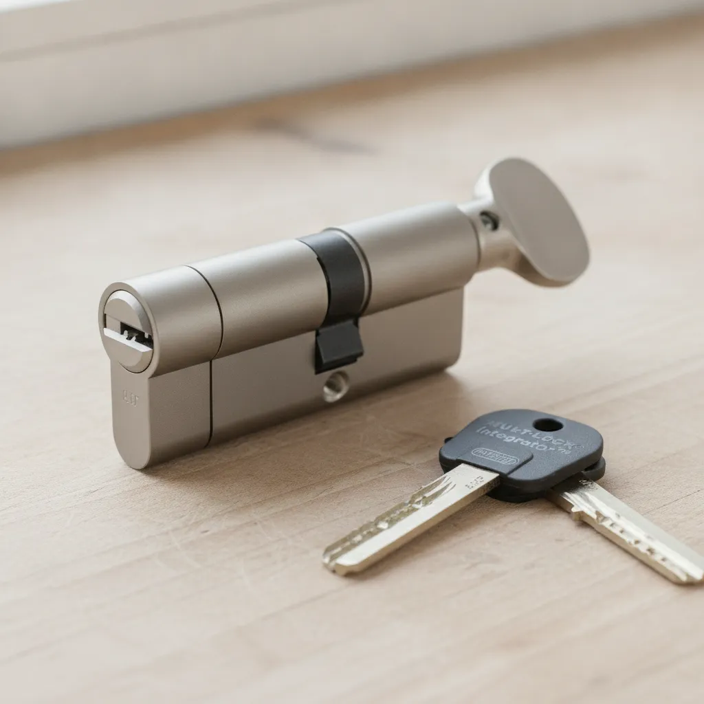 Замок Mul-T-Lock крупным планом на верстаке мастера